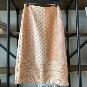 Silky Boho Pattern Long Skirt